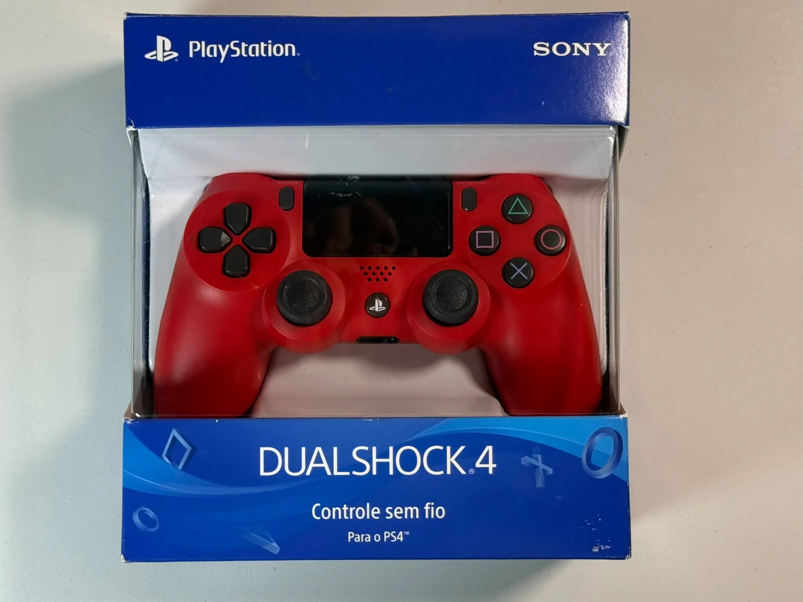 Controle Sem Fio DualShock 4 - Vermelho - Na Caixa